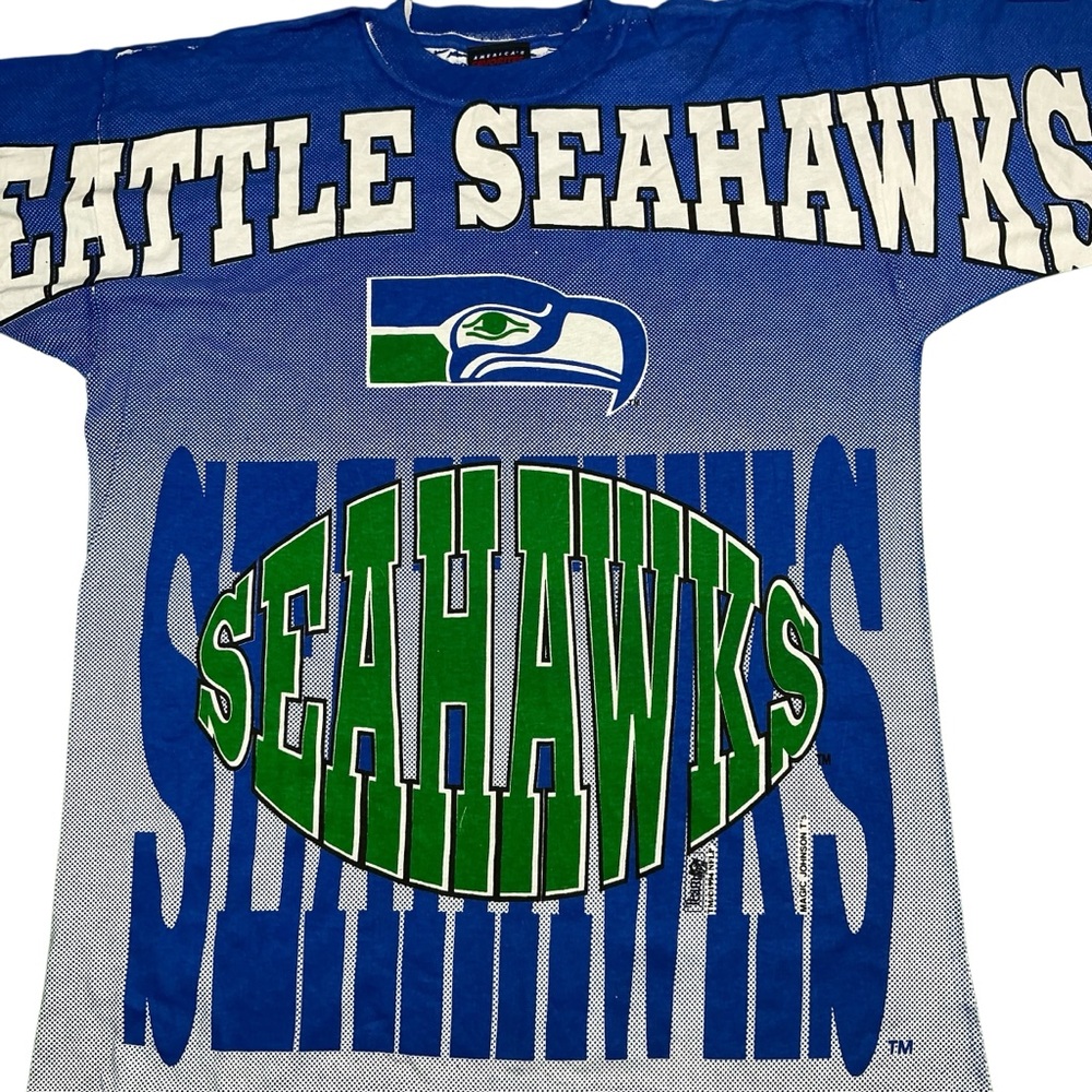 Vintage Seattle Seahawks 1994 rare all over print Magic Johnson NFL T-shirt XL